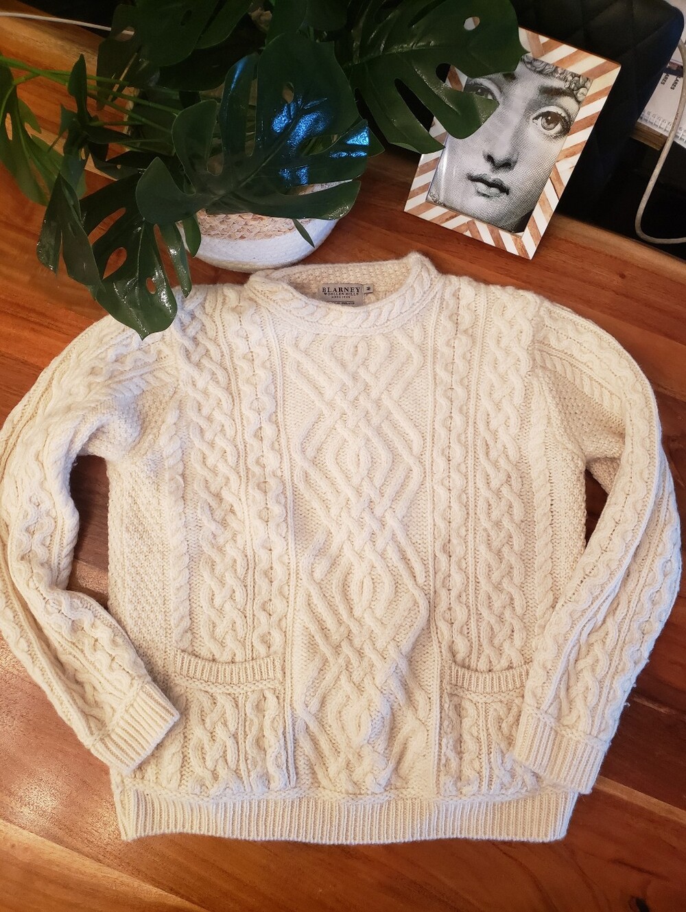 Blarney pure Irish wool sweater, made in Ireland M Nwot Cable knit Preppy Herita